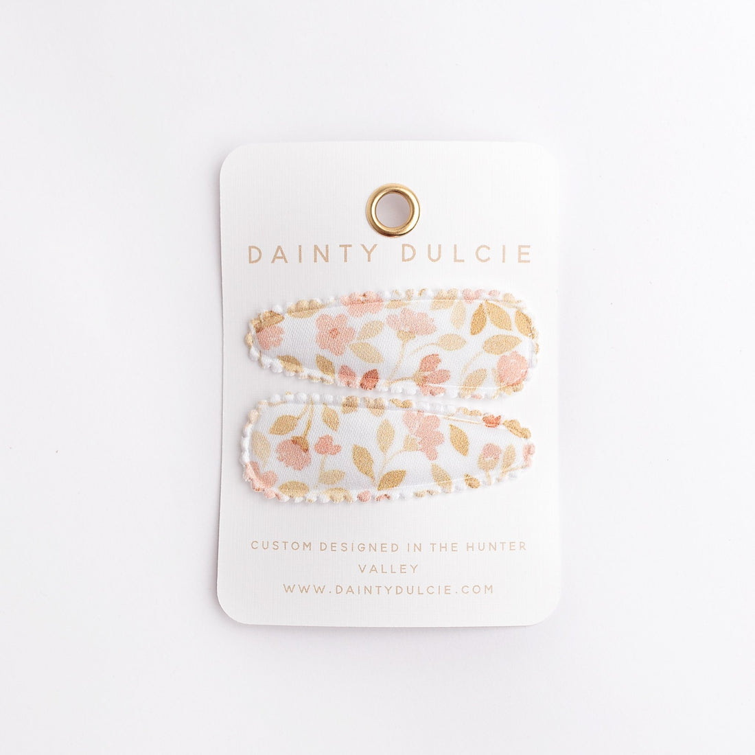 dainty dulcie pretty warm floral pattern fabric kids hair clips