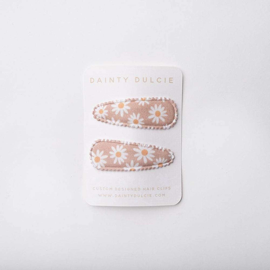 kids fabric hair clips pink with daisy flowers