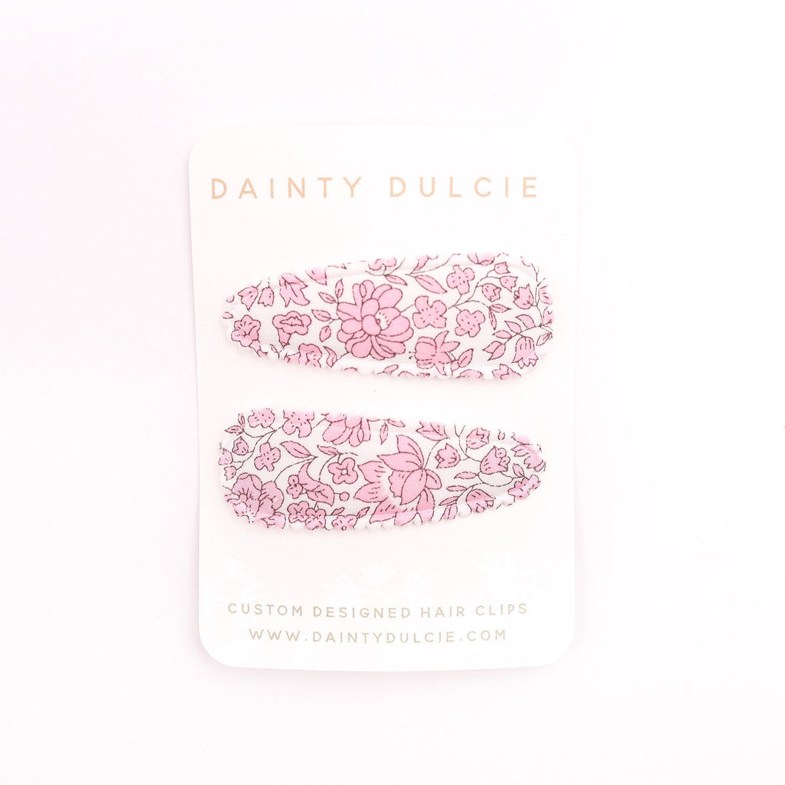 dainty dulcie pink floral fabric girls hair clips