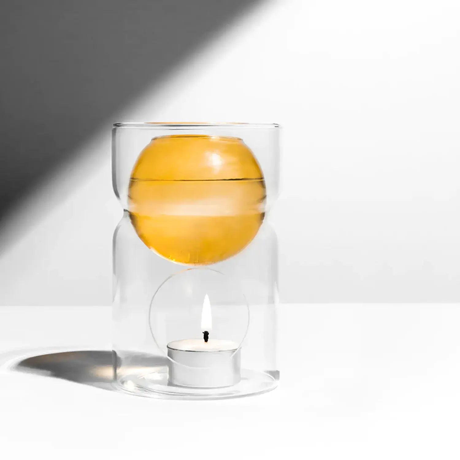 Fazeek Oil Burner &amp; Tea Light Candle in Amber &amp; Clear 