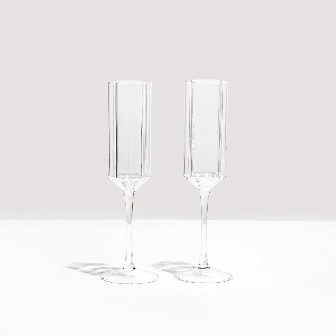 Fazeek Wave Flute Glass Set - Clear (Set of 2) - Champagne Glasses