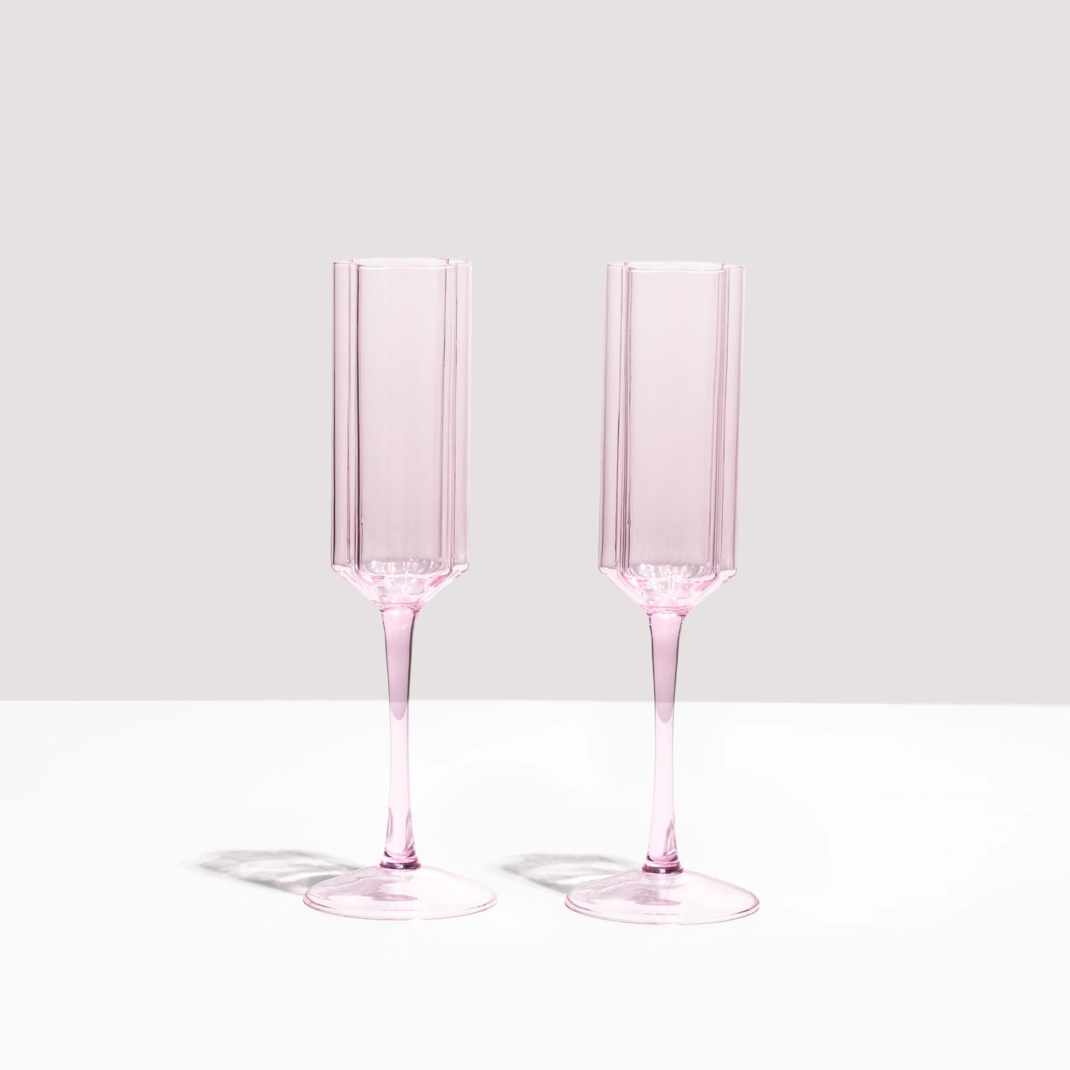 Fazeek Wave Flute Glass Set - Pink (Set of 2)