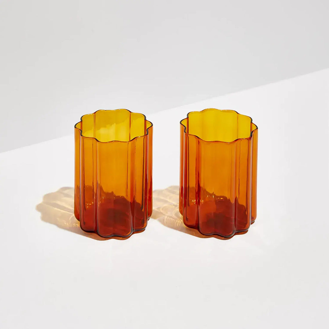 Fazeek Wave Glass Set in Amber (Set of 2)