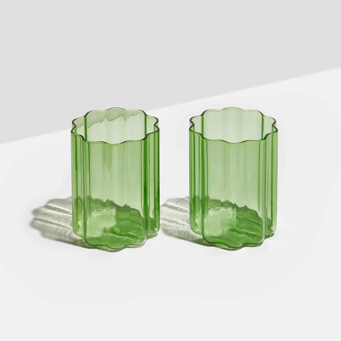 Fazeek Wave Glass Set in Green (Set of 2)