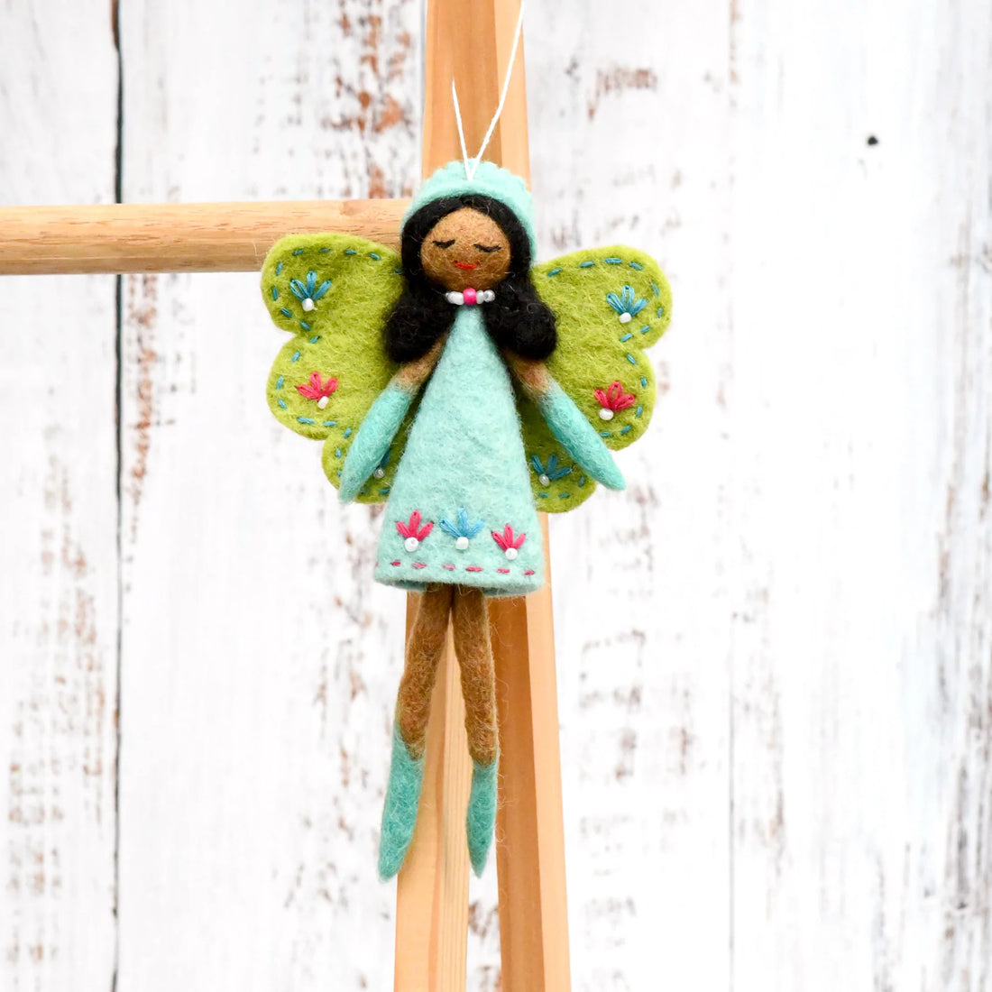 Felt Angel Fairy by Tara Treasures with Turquoise Dress