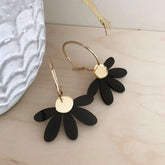 Jumbo Daisy Hoop Earrings in Black & Gold by Foxie Collective.
