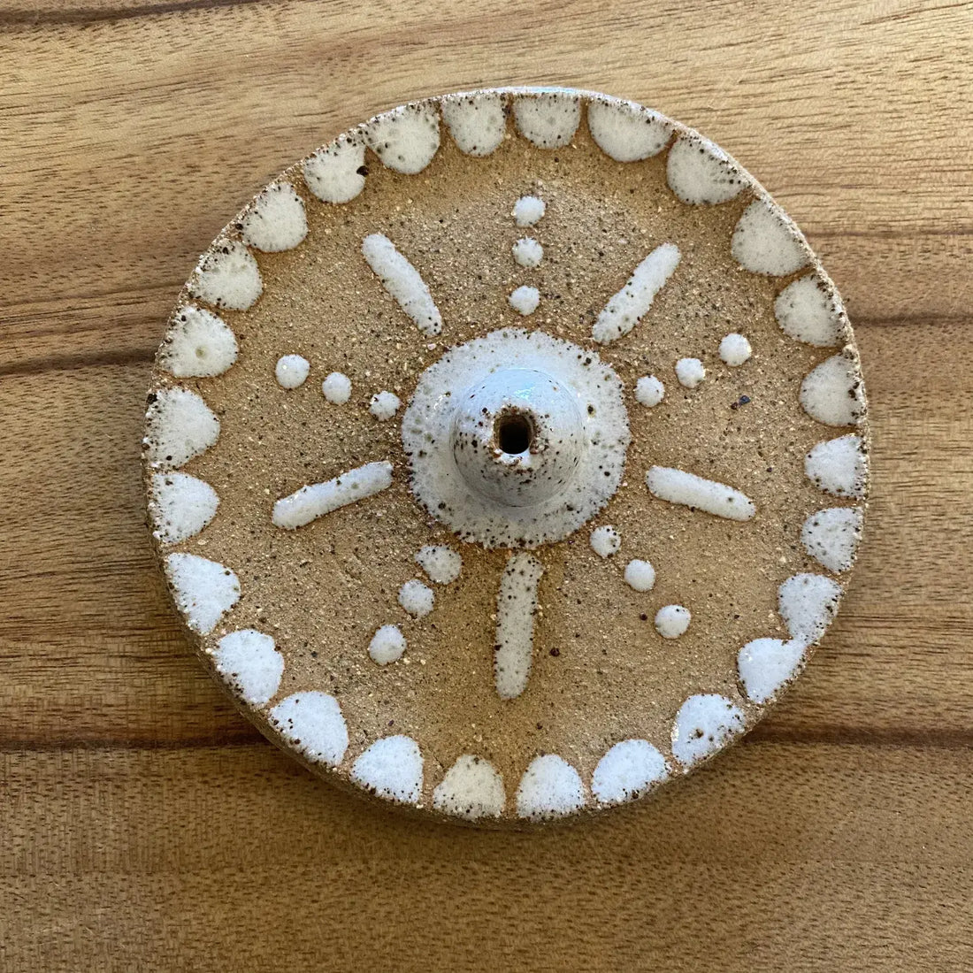 Handmade Ceramic Incense Holder by Heiani Studio White Glaze Pattern