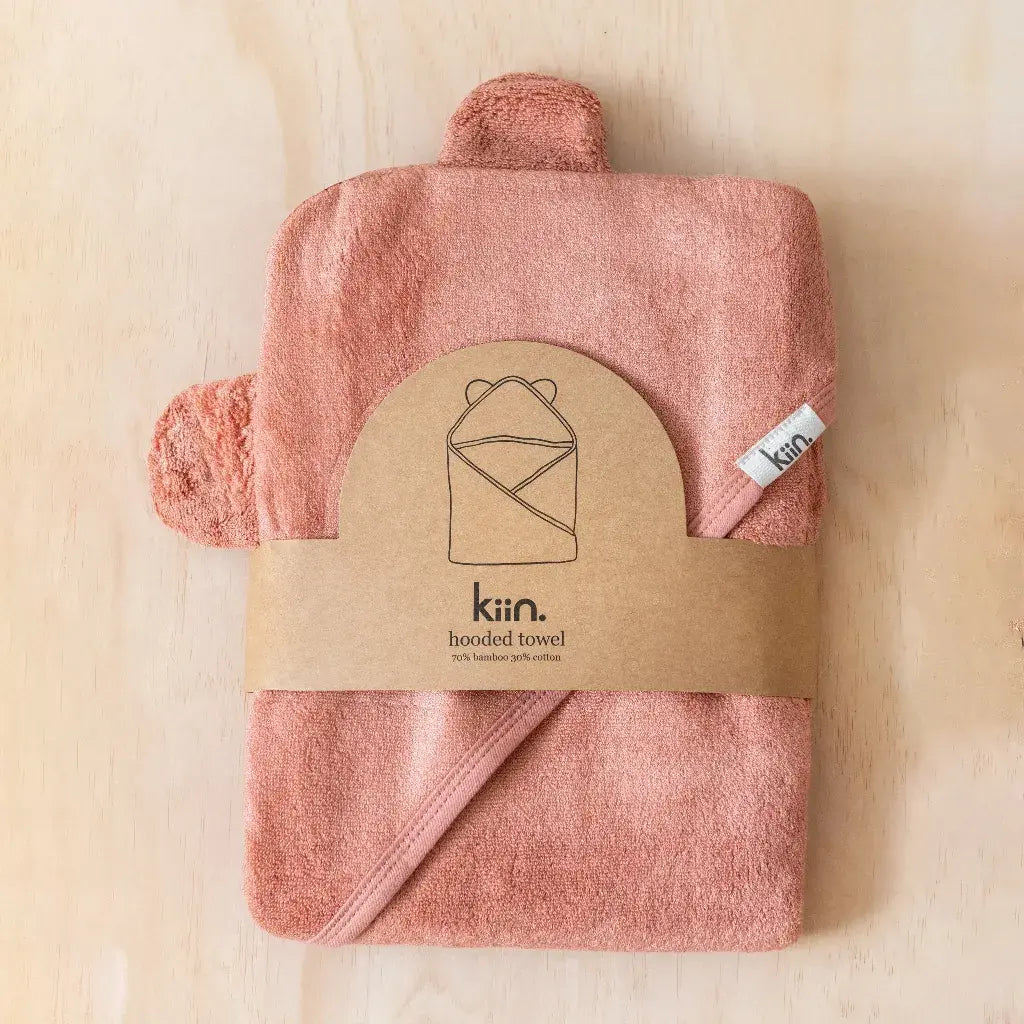 Hooded Baby Bath Towel in Blush by Kiin