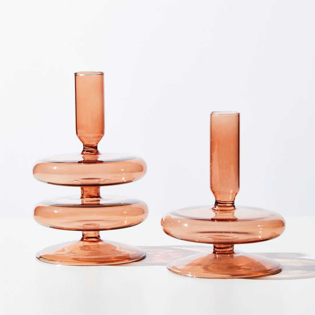 Glass Bubble Candle Holder in Chocolate by House of Nunu