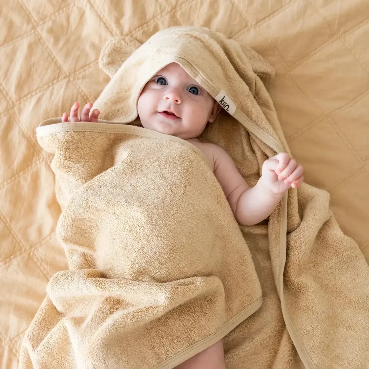 Hooded Baby Bath Towel in Oat by Kiin 