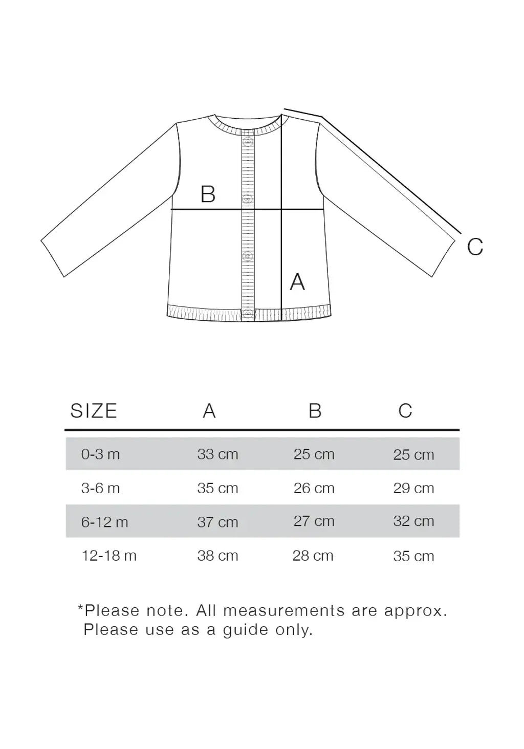 Miann &amp; Co Texture Rib Cardigan - Truffle Size Chart