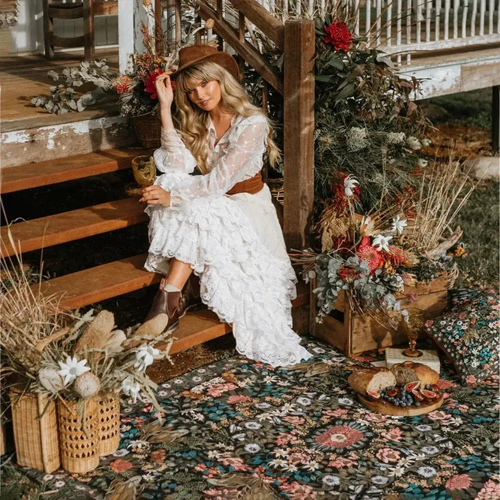 Native Picnic Rug - Wildflower by Wandering Folk - Canvas Picnic Rug