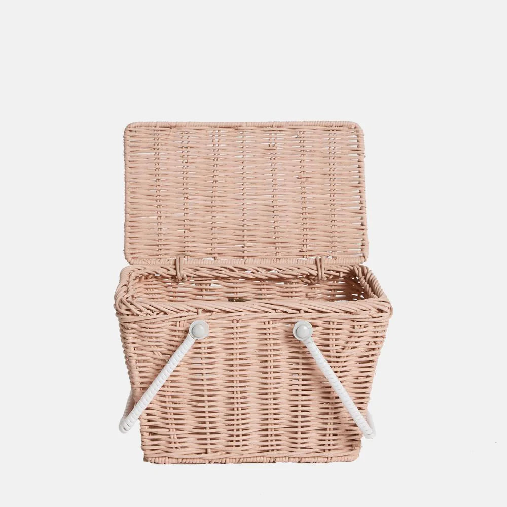 Piki Rattan Basket by Olli Ella in Rose