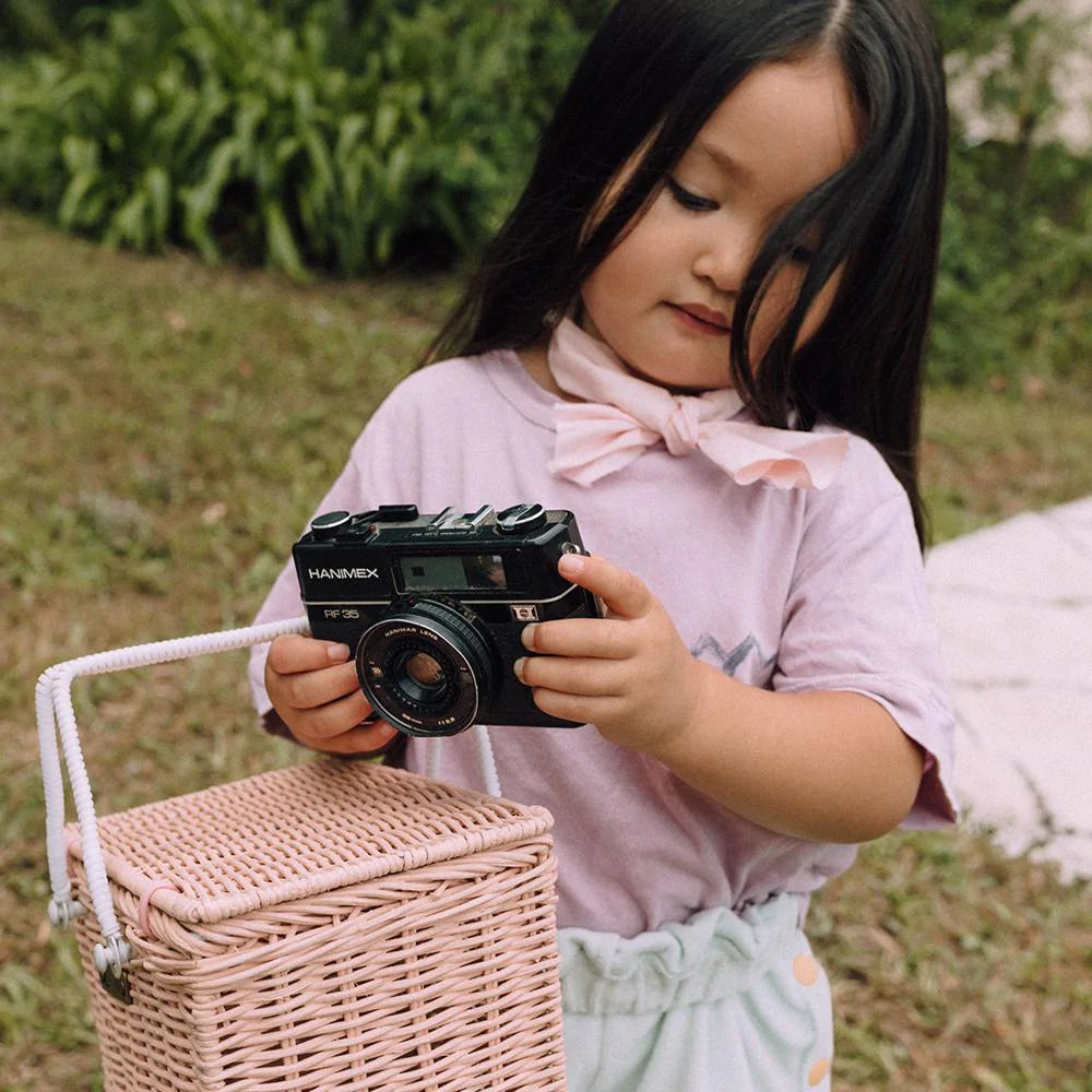 Piki Rattan Basket by Olli Ella in Rose