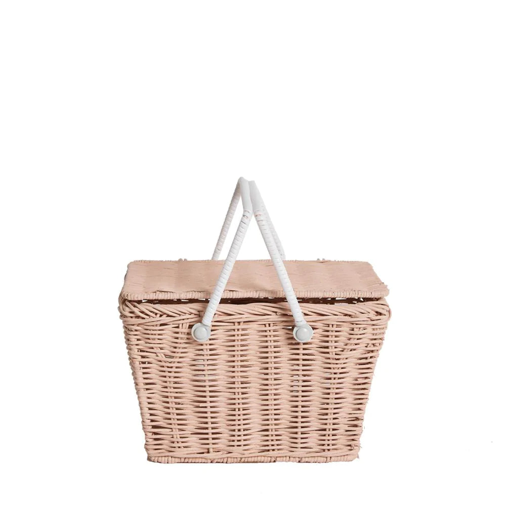 Piki Rattan Basket by Olli Ella in Rose