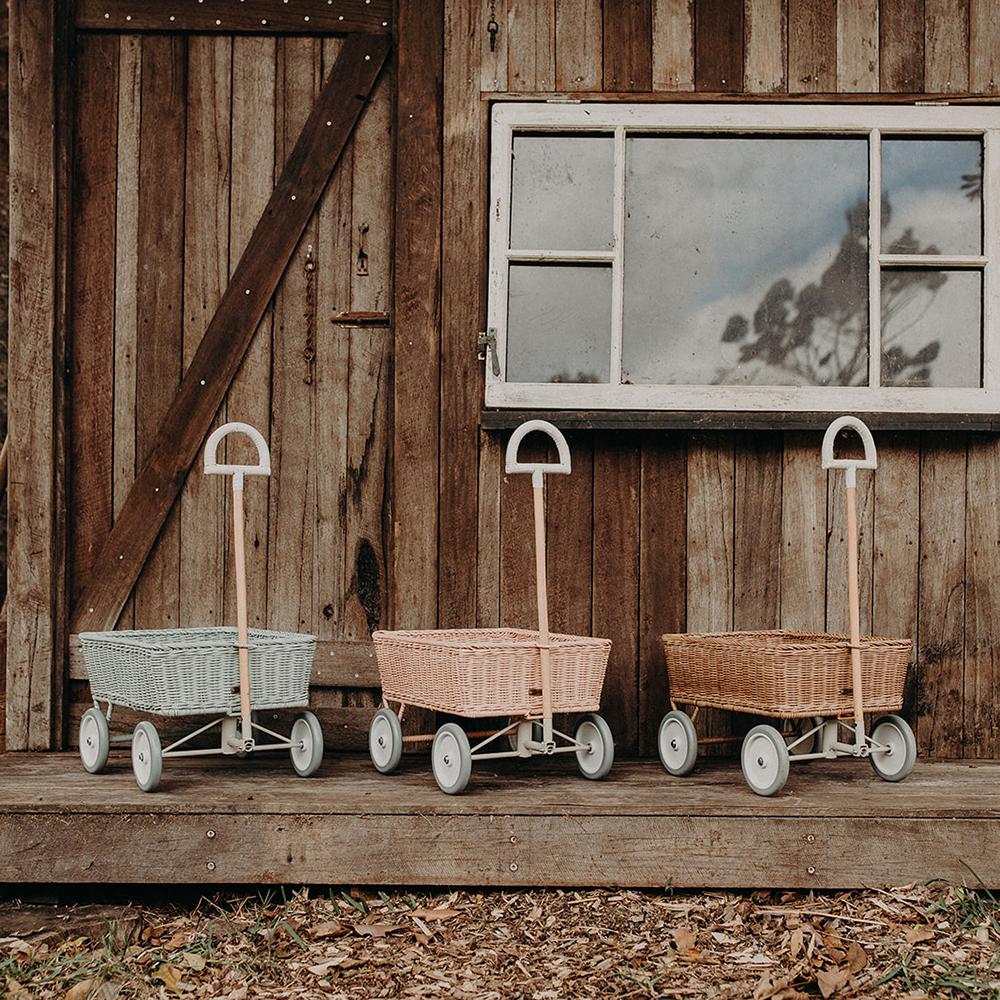 Rattan Wonder Wagon by Olli Ella in Vintage Blue