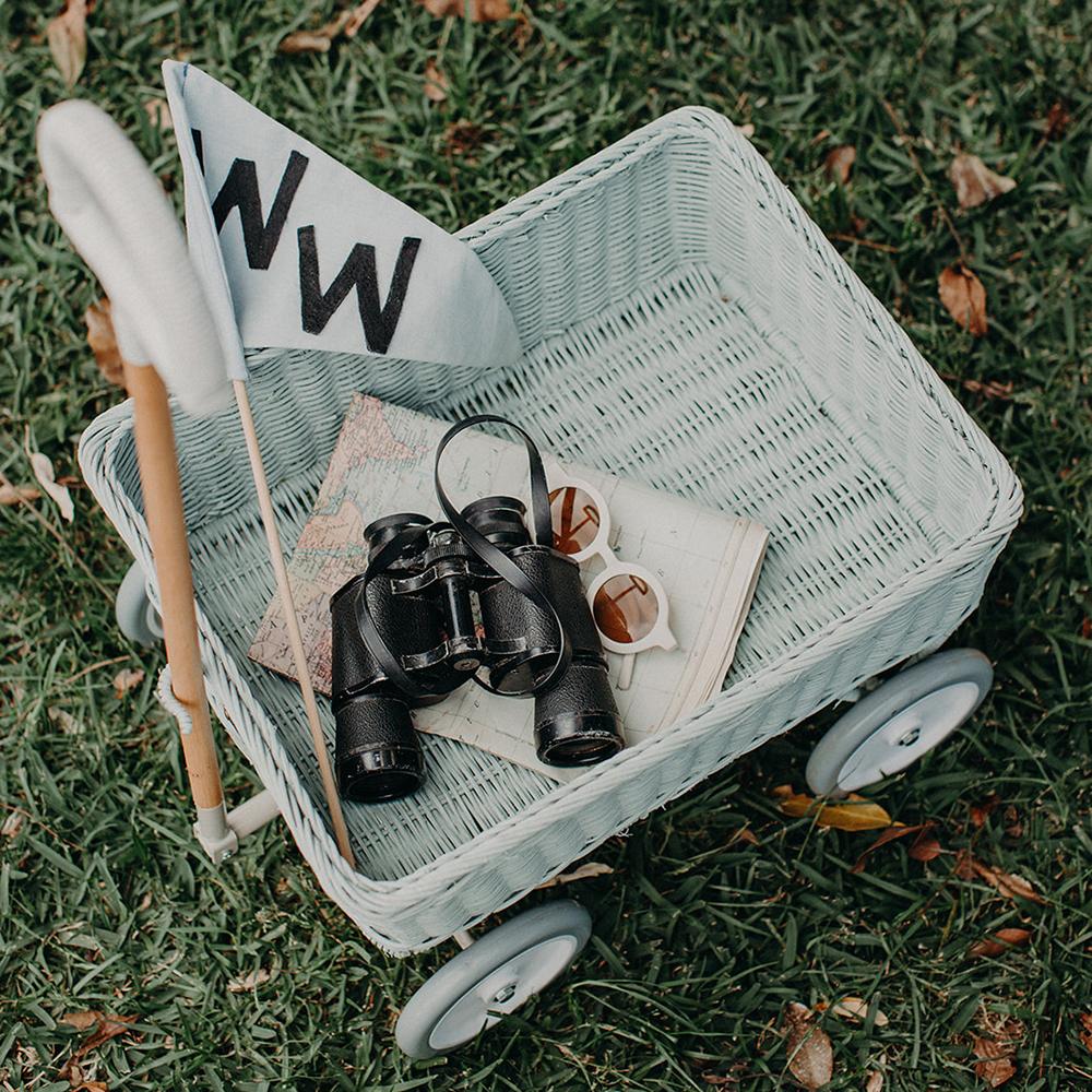 Rattan Wonder Wagon by Olli Ella in Vintage Blue