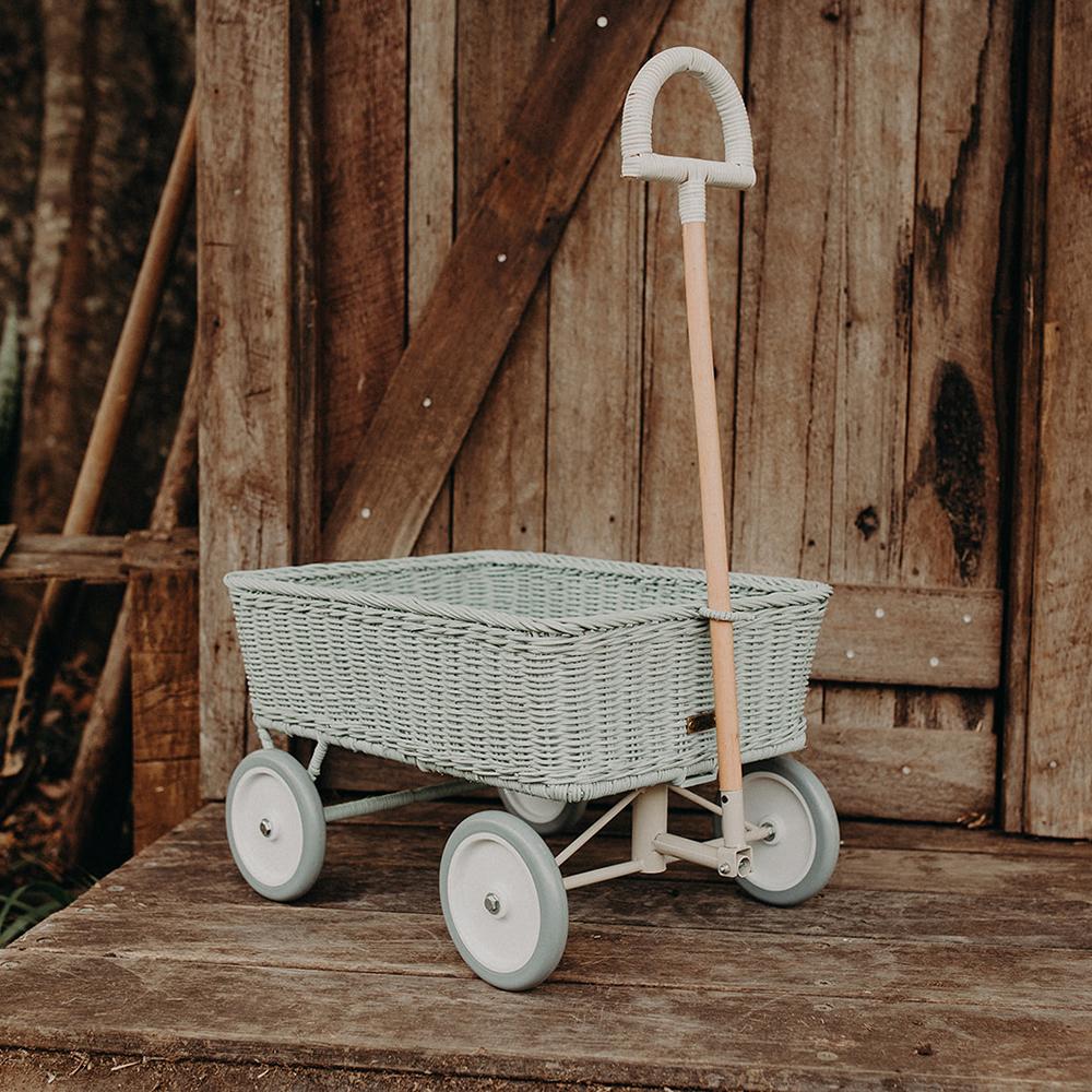 Rattan Wonder Wagon by Olli Ella in Vintage Blue