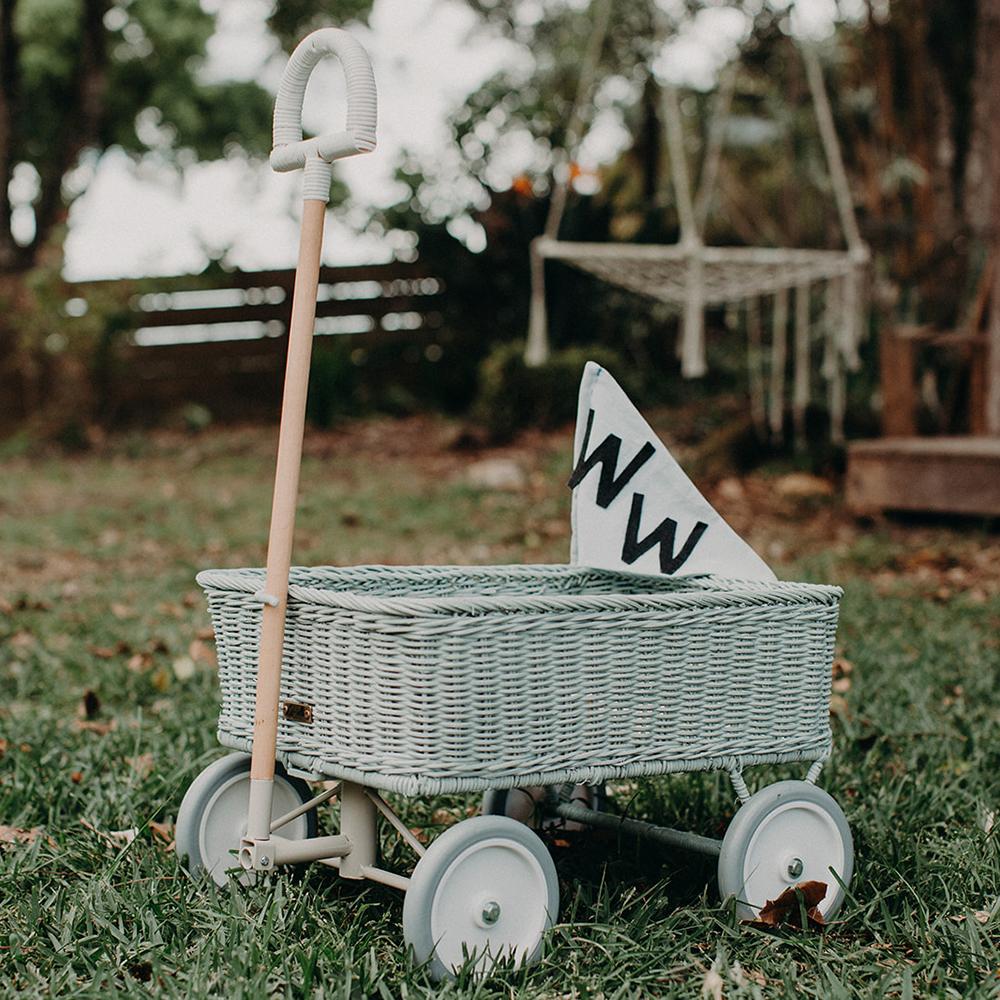 Rattan Wonder Wagon by Olli Ella in Vintage Blue