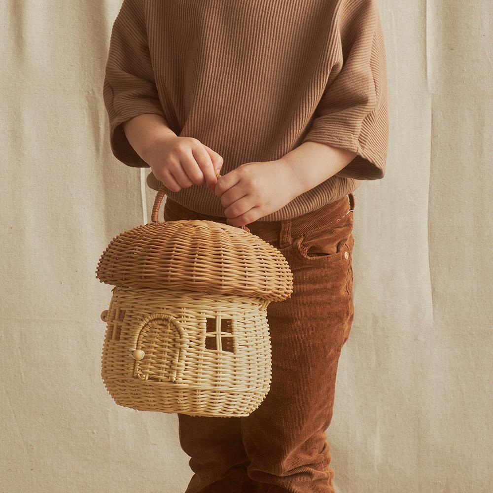 Rattan Mushroom Basket by Olli Ella in Natural