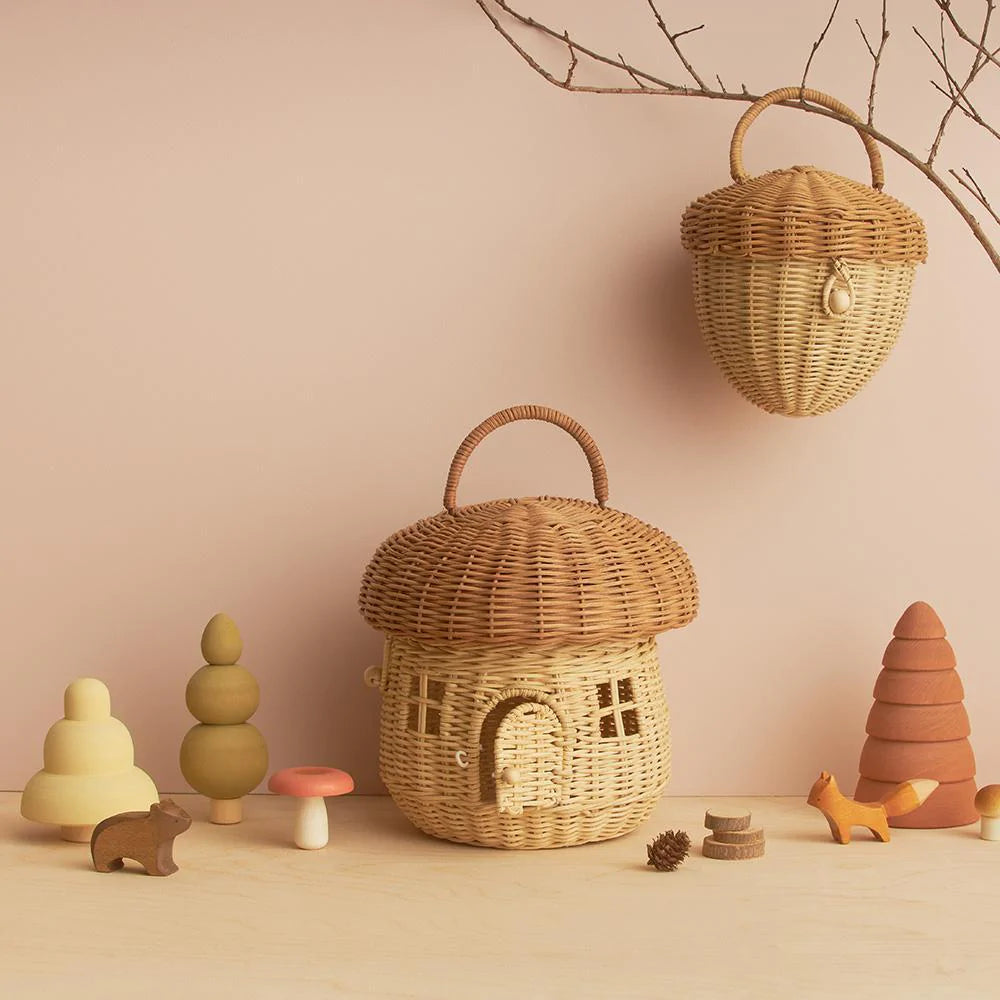 Rattan Mushroom Basket by Olli Ella in Natural