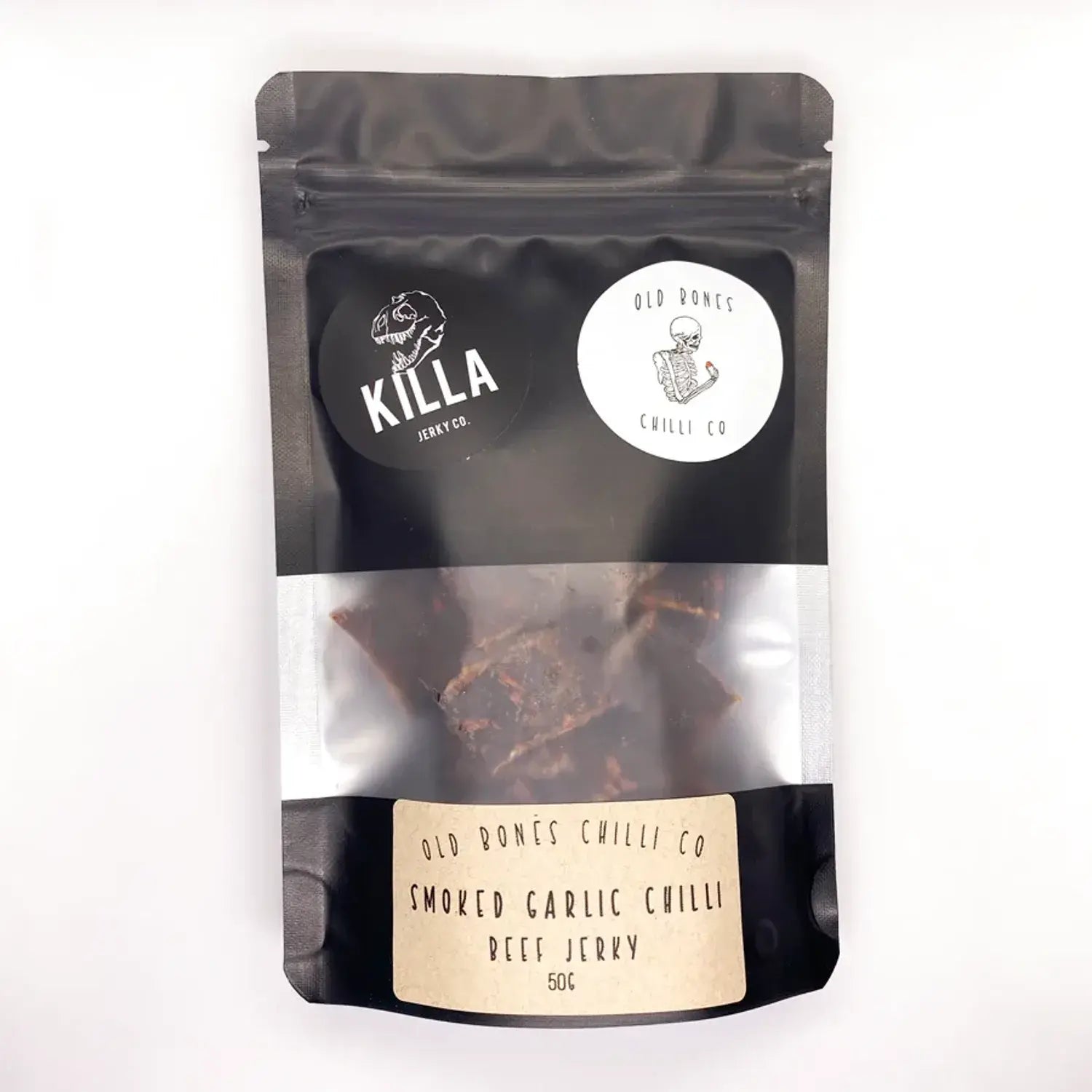 Smoked Garlic Chilli Beef Jerky by Old Bones Chilli Co &amp; Killa Jerky Co 
