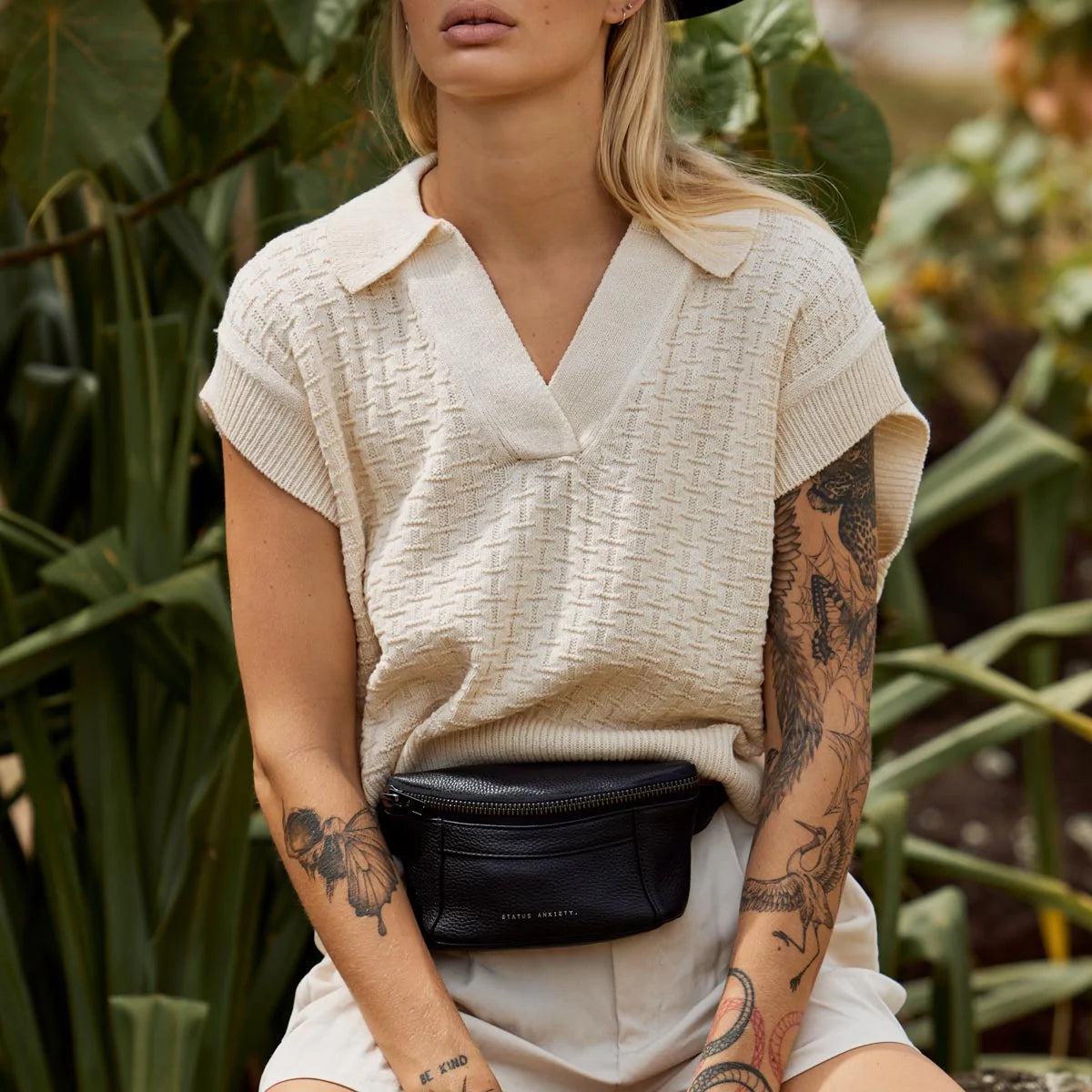 Best Lies Leather Bum Bag - Black