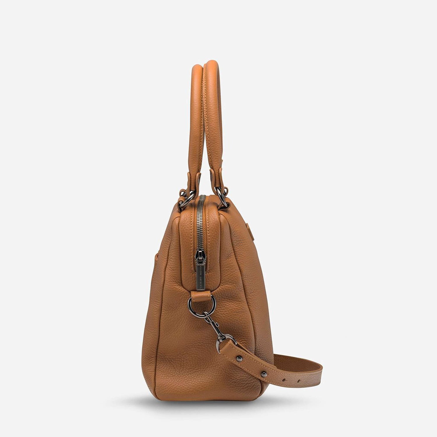 status anxiety last mountains leather handbag in tan