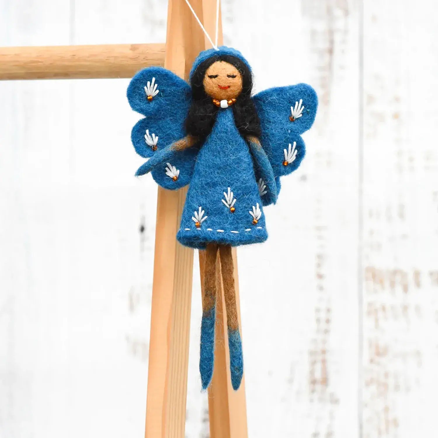 Felt Angel Fairy by Tara Treasures with Cobalt Blue Dress