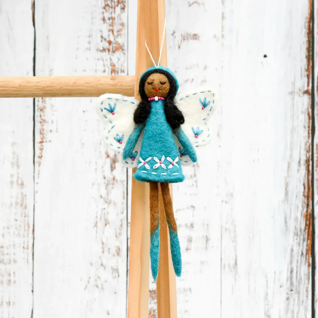 Fet Angel Fairy by Tara Treasures with Cyan Blue Dress