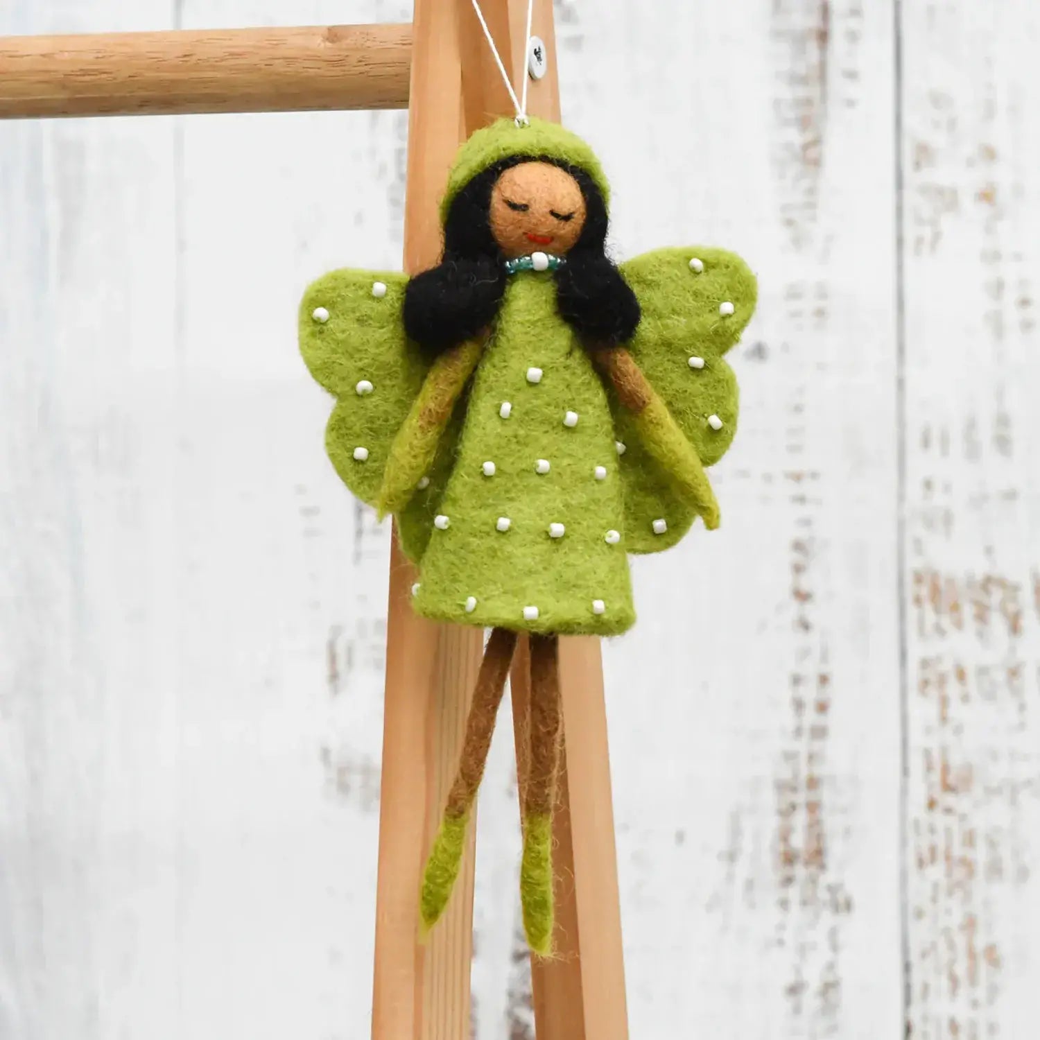 Felt Angel Fairy by Tara Treasures with Lime Green Dress 