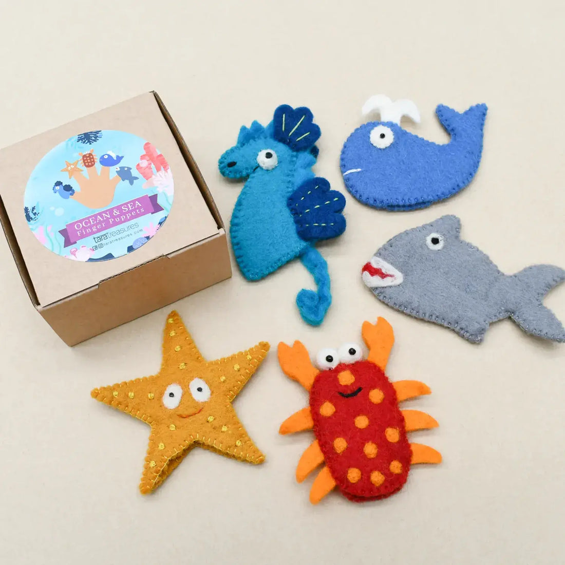 Ocean and Sea Creature Finger Puppet Set by Tara Treasures