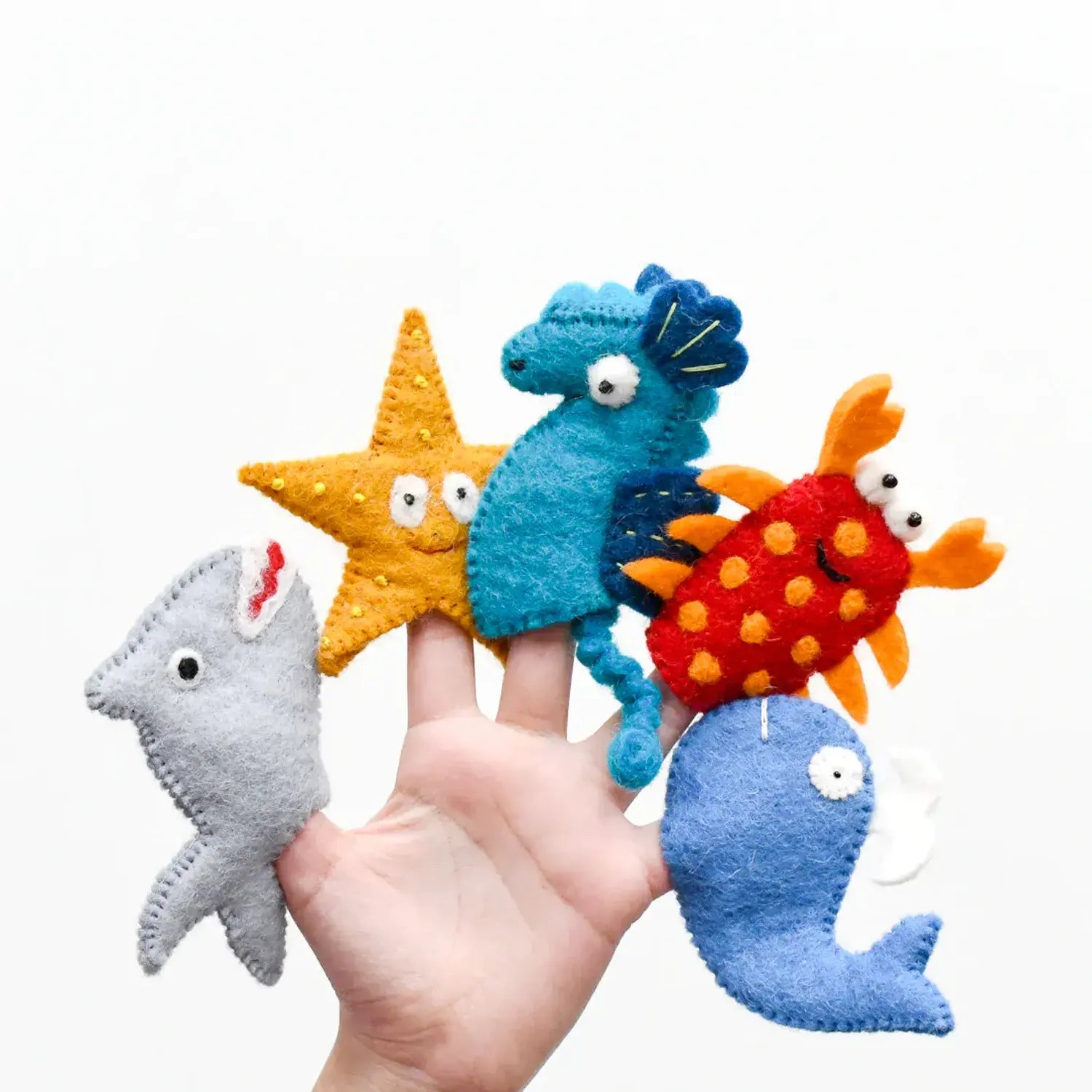 Ocean and Sea Creature Finger Puppet Set by Tara Treasures