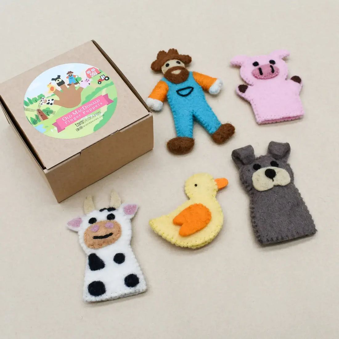 Old MacDonald Farm Animals Finger Puppet Set by Tara Treasures