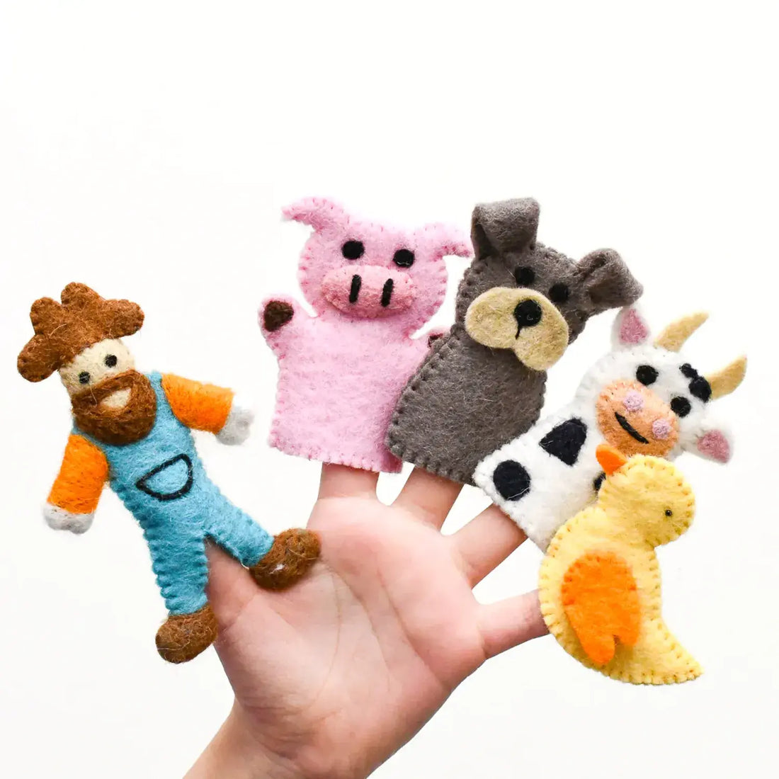 Old MacDonald Farm Animals Finger Puppet Set by Tara Treasures