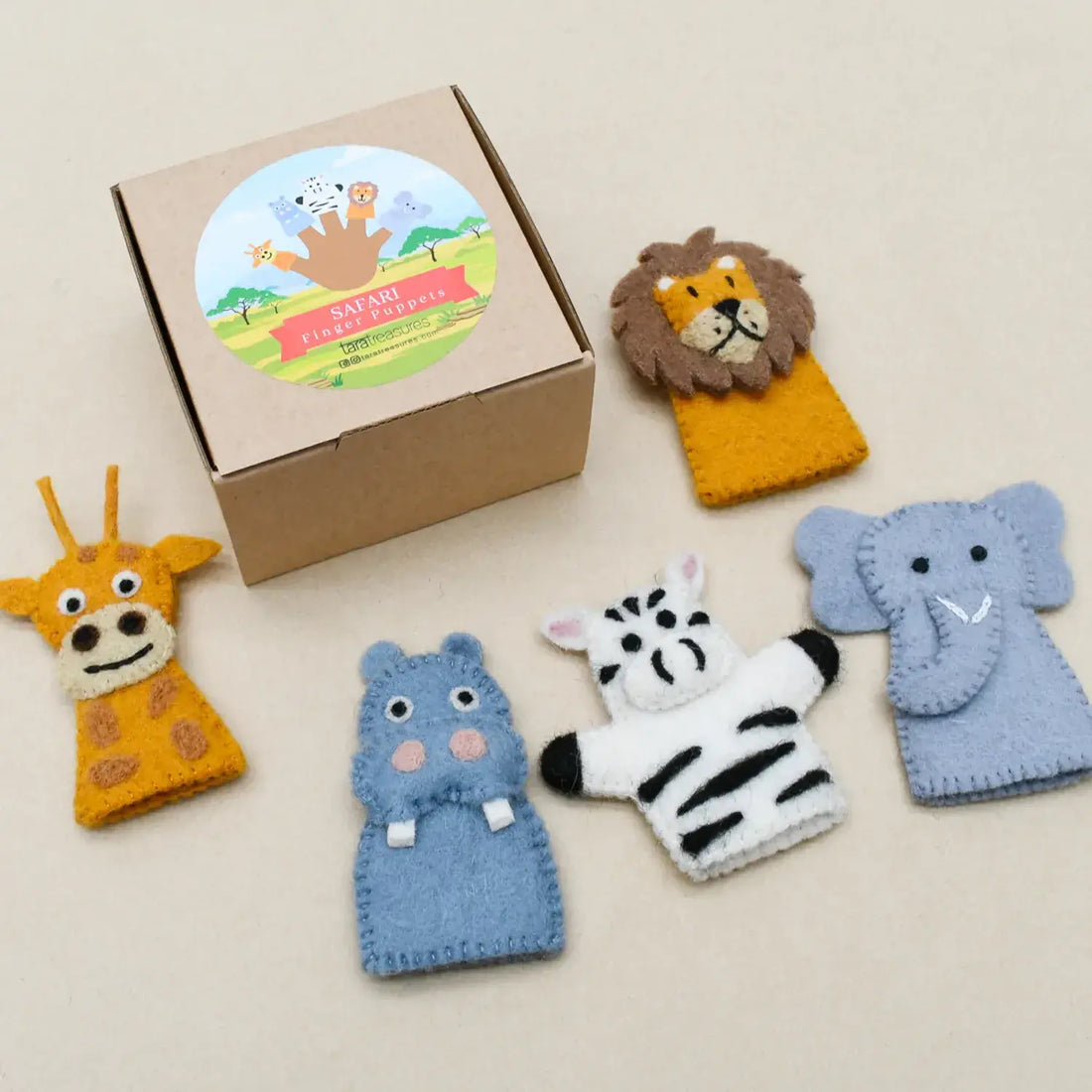 Safari Animals Finger Puppet Set by Tara Treasures