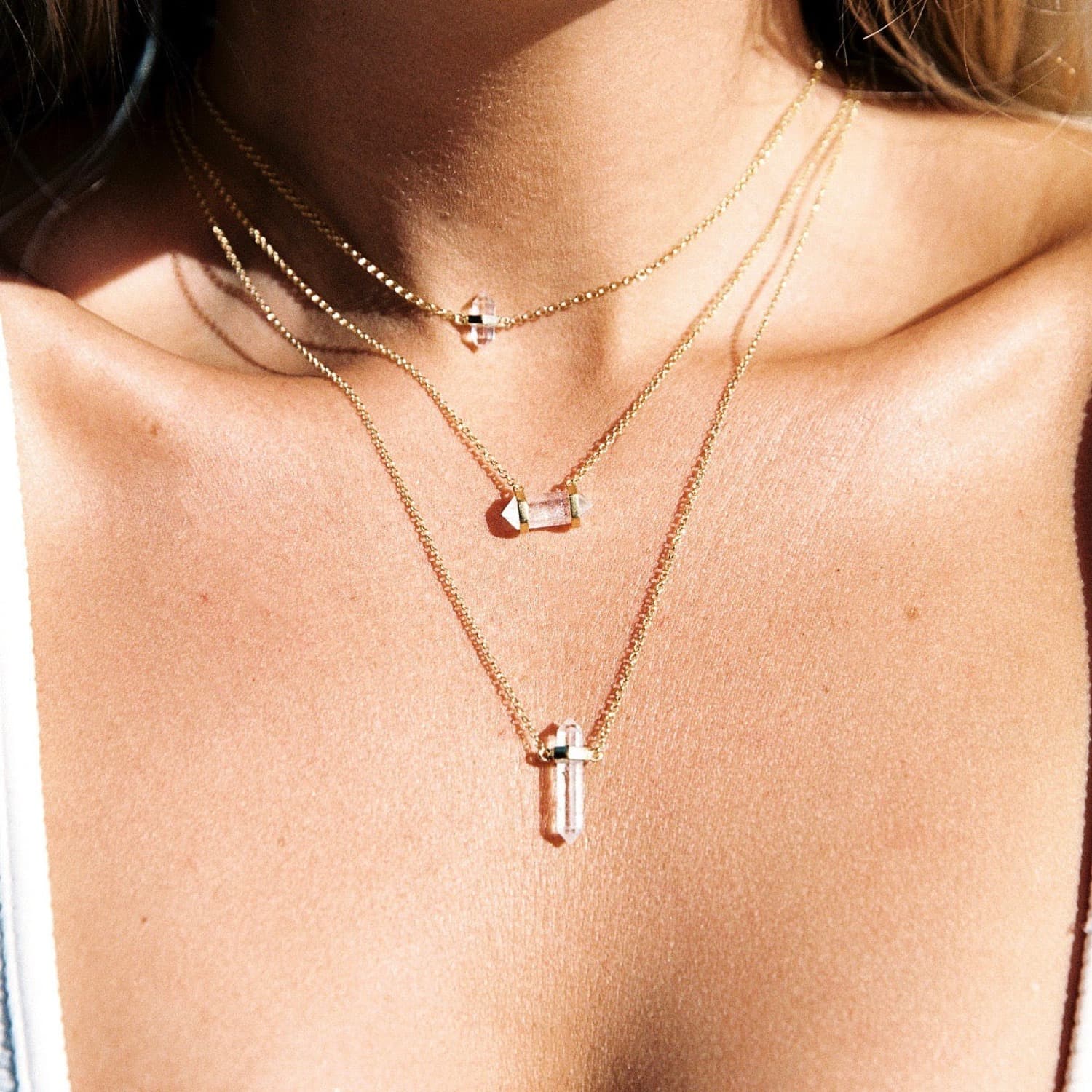 Teeny Tiny Mini Healing Necklace by Krystle Knight Jewellery - Clear Quartz (Gold) ✨
