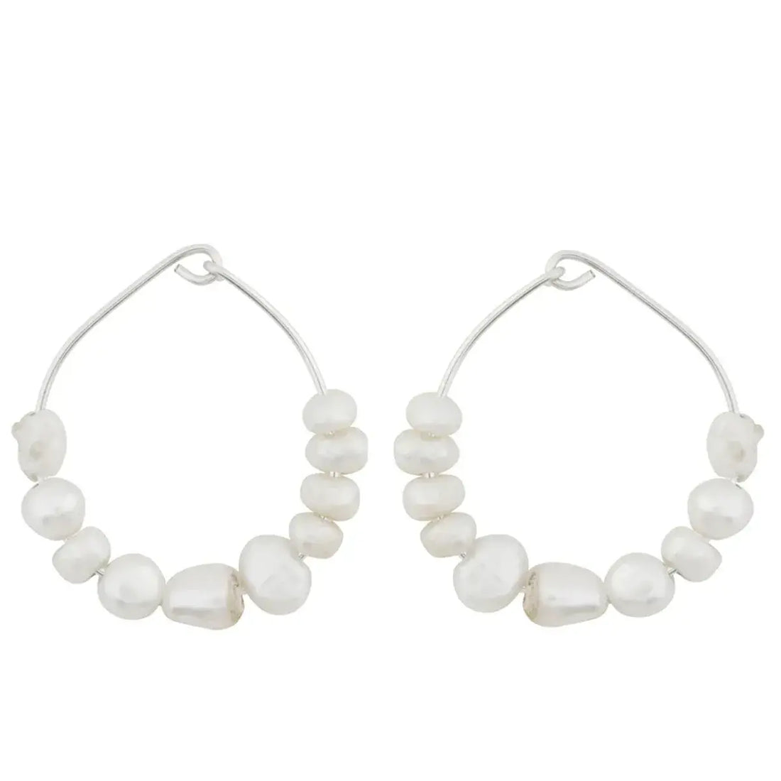 The Venus Pearl Hoops by Made by a. in Silver 
