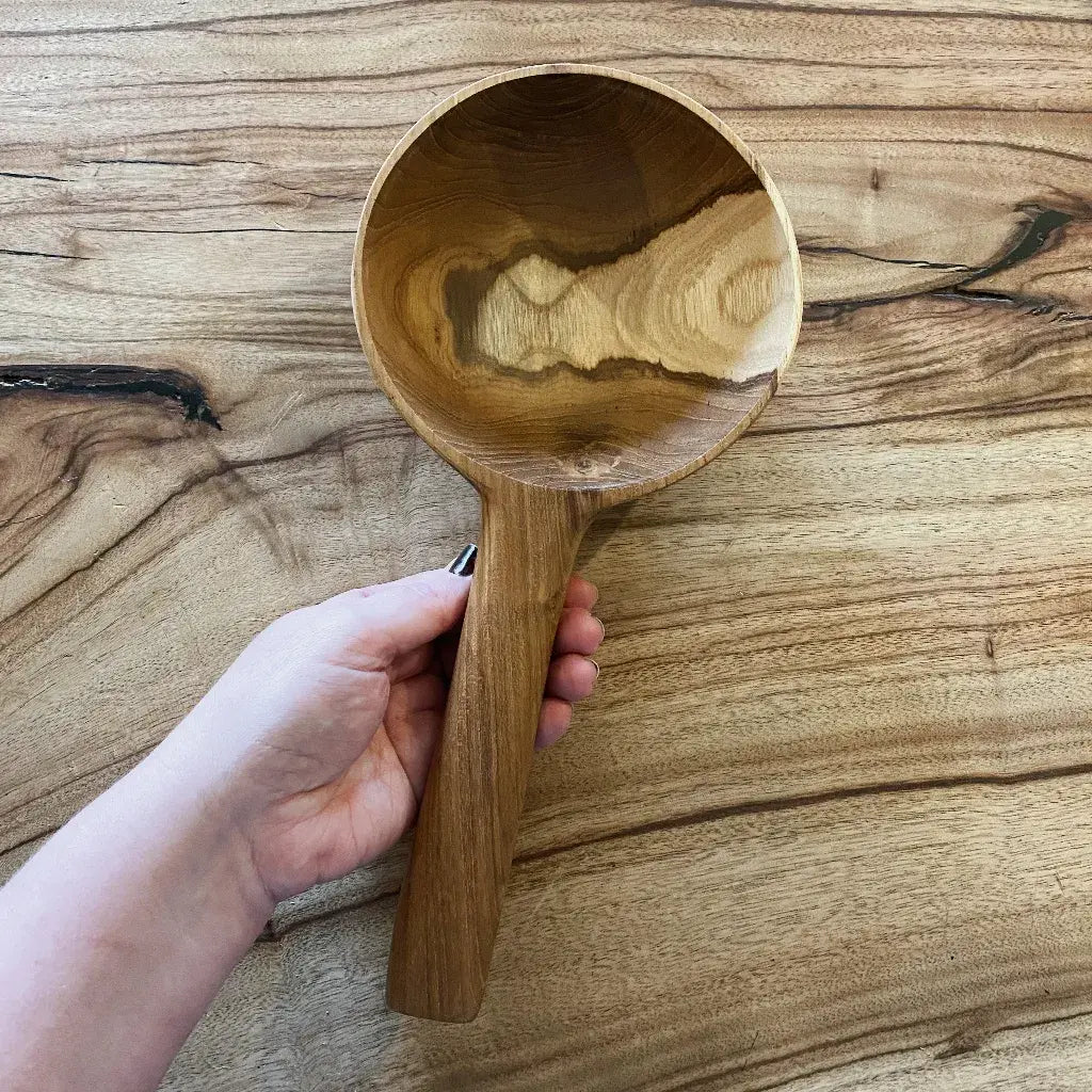 Traditional Teak Water Scoop by Papoose Toys for Sensory &amp; Water Play