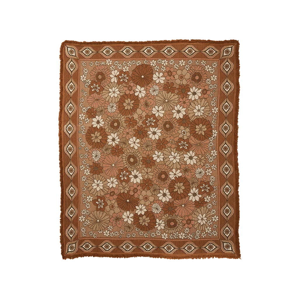 Wandering Folk Woven Picnic Throw - Copper 