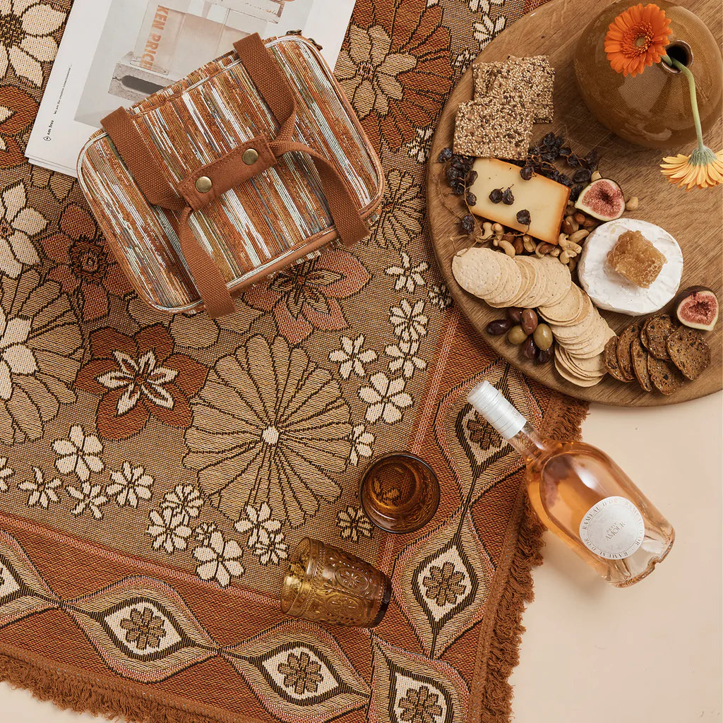 Wandering Folk Woven Picnic Throw - Copper 