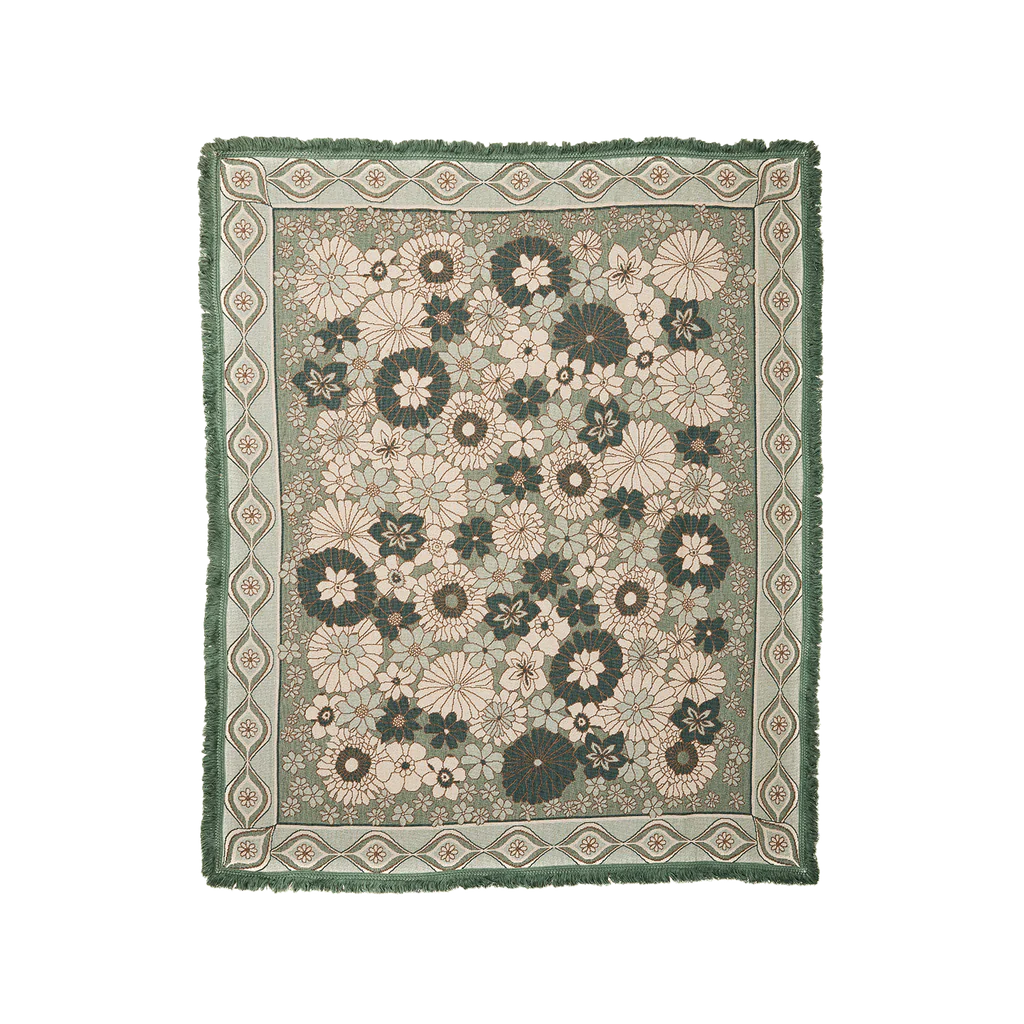 Wandering Folk Woven Picnic Throw - Peppermint