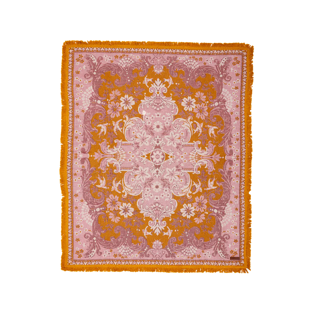 Wandering Folk Woven Picnic Throw - Rosé 